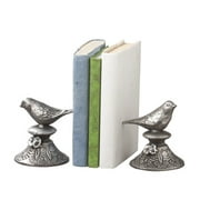 Pack of 2 Silver Vintage-Style Bird Cast-Iron Bookends 5.5"