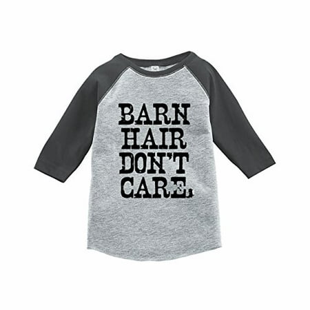 

7 ate 9 Apparel Funny Kids Barn Hair Don t Care Baseball Tee Grey