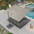 thumbnail image 3 of PURPLE LEAF 9' X 11.5' Patio Cantilever Umbrella Outdoor Offset Rectangle Umbrella with 360-degree Rotation for Deck Pool Garden, Taupe, 3 of 16