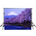 thumbnail image 1 of BSDHOME Polyester 7x5ft Pure Mount Fuji Pink Cherry Blossoms Blue River Photography Backdrop Autumn Photo Background, 1 of 2