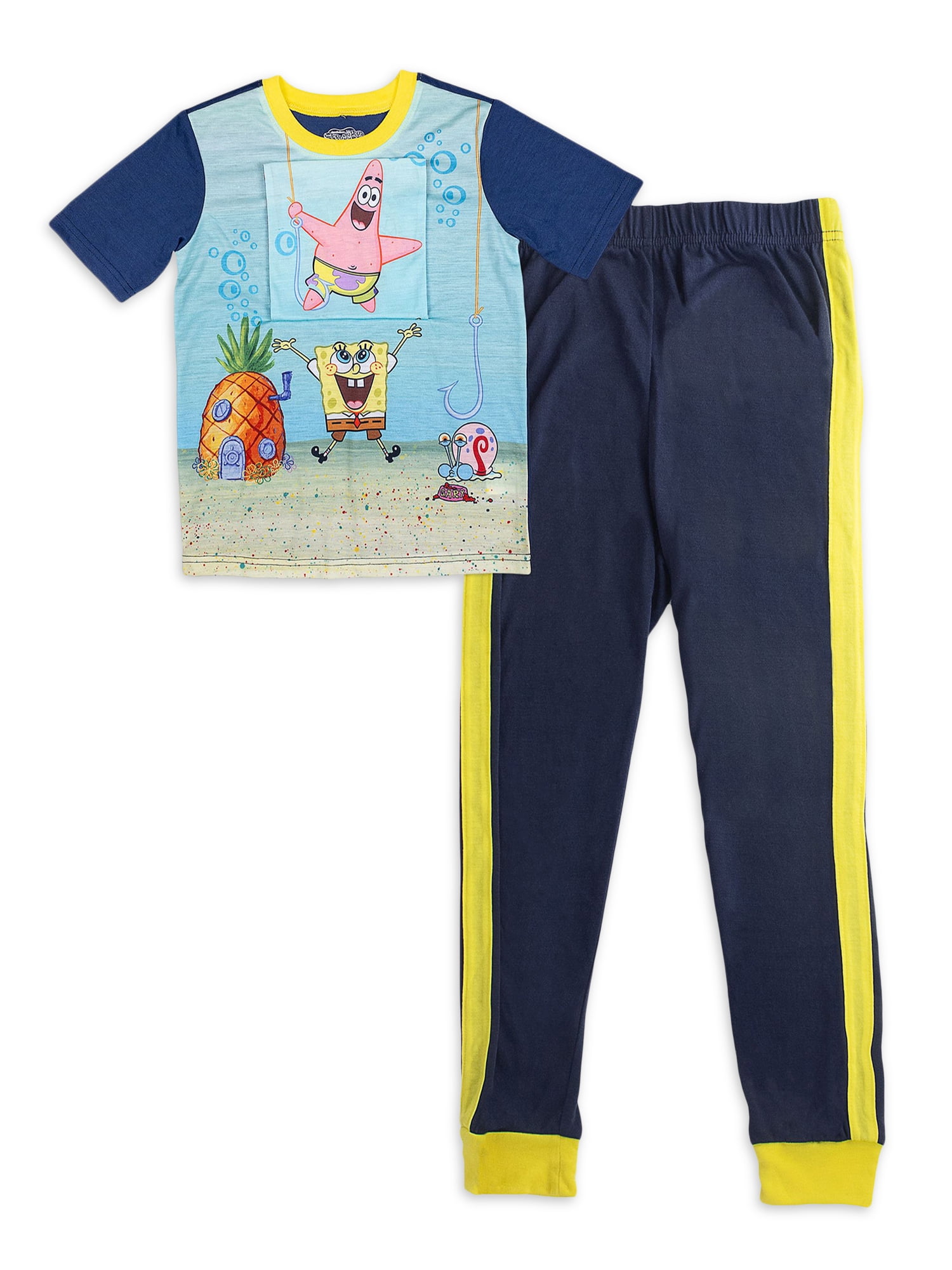 Spongebob Squarepants Pajamas Sleepwear 2pc Set Boys 4 6 8 10 12 New
