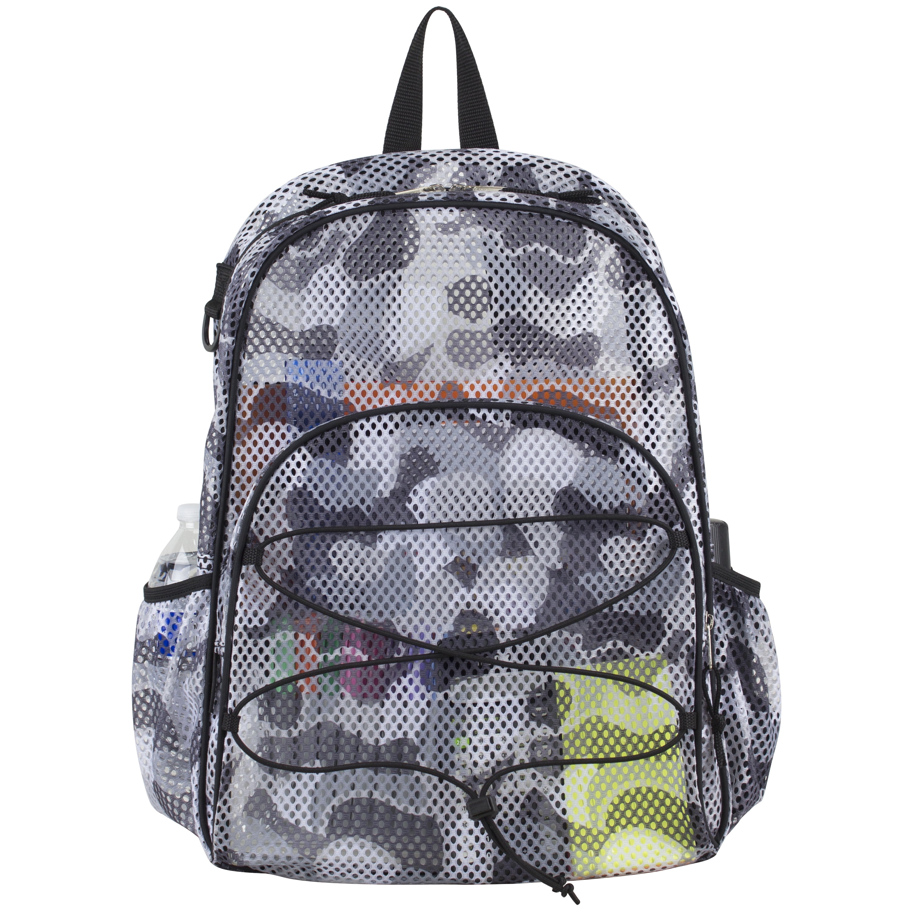 Eastsport Unisex Mesh Bungee Backpack with Padded Shoulder Straps, Graphite Camouflage