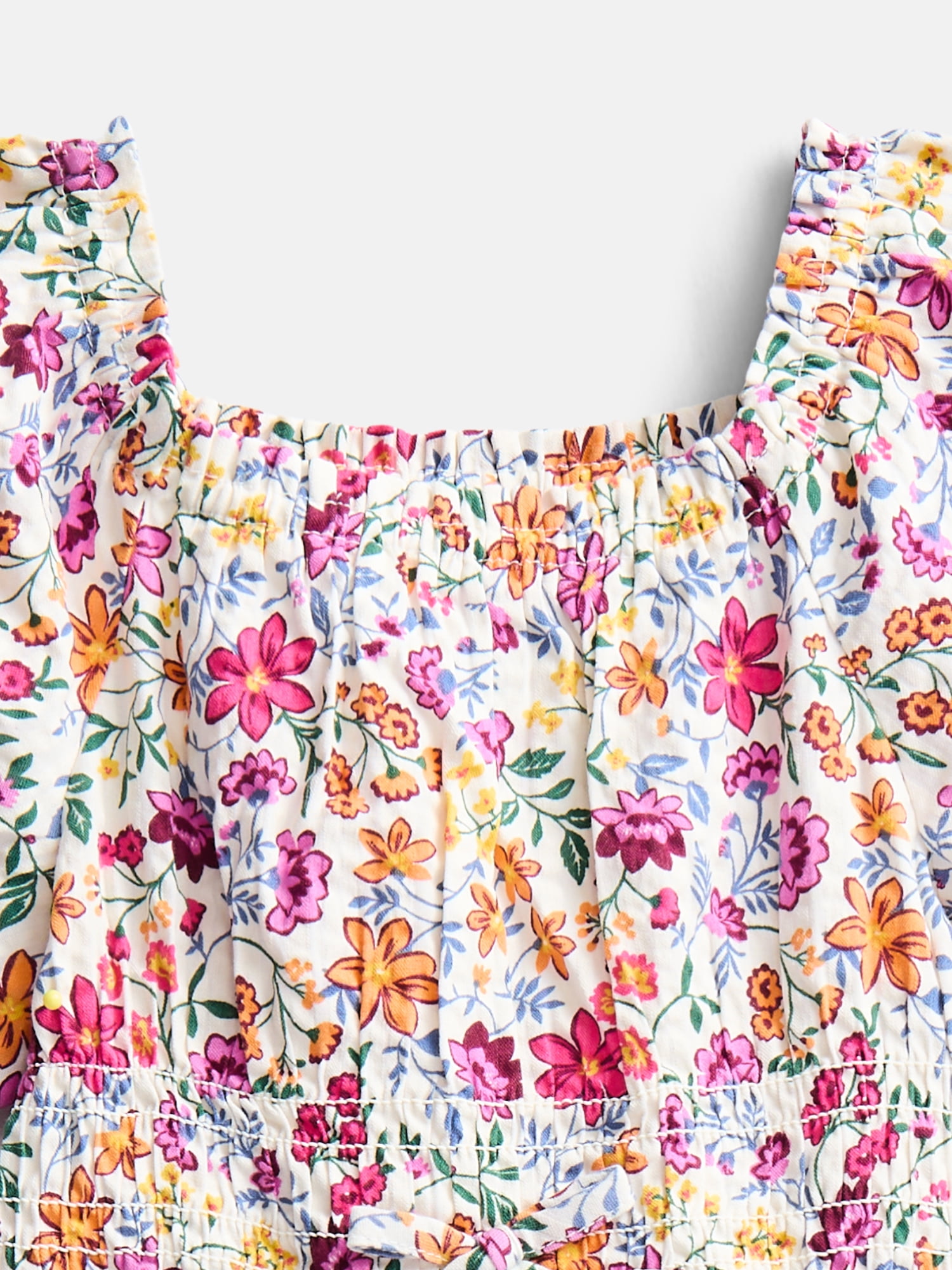 Wonder Nation Girls' Smocked Waist Print Dress, Sizes 4-18 & Plus