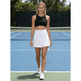 thumbnail image 5 of Pdbokew Women's Pleated Tennis Skirt Golf Skirt Athletic High-Waisted Belted Pocket Lined Shorts Fitness White L, 5 of 7