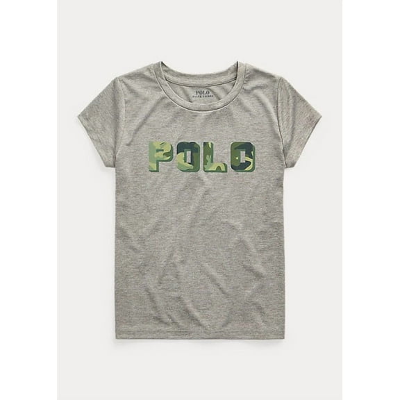 Polo Ralph Lauren ANDOVER HEATHER Girls Camo Logo Interlock Tee, US Small (7)