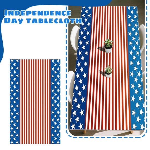 4Th of July Party Supplies, July 4Th Decorations, 58X102 In, Outdoor Fabric, Patriotic Decor, Star Patterned, Backdrops, Table Cover, 1 Pc