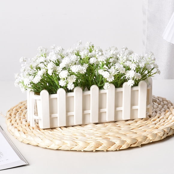 Macetas de plástico con flores artificiales, arreglos de plantas suculentas, valla decorativa, adornos para vallas, macetas decorativas de plástico, plantas artificiales, macetas para