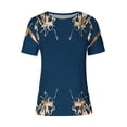 thumbnail image 4 of Women's Round Neck Blouse Y2K Tops Dressy Casual Summer Clothes for Teen Girls Tie Dye Floal Printing Short Sleeve Tunic Tops Loose Fit Flowy Fashion 2024 Vintage Comfy Casual Shirts Blue T Shirts L, 4 of 4