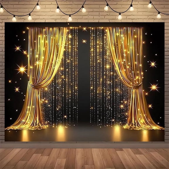 Golden Glitter Curtain Backdrop Gold Bokeh Birthday Party Background Baby Shower Wedding Bday Banner Photo Booth Shoot Backdrops