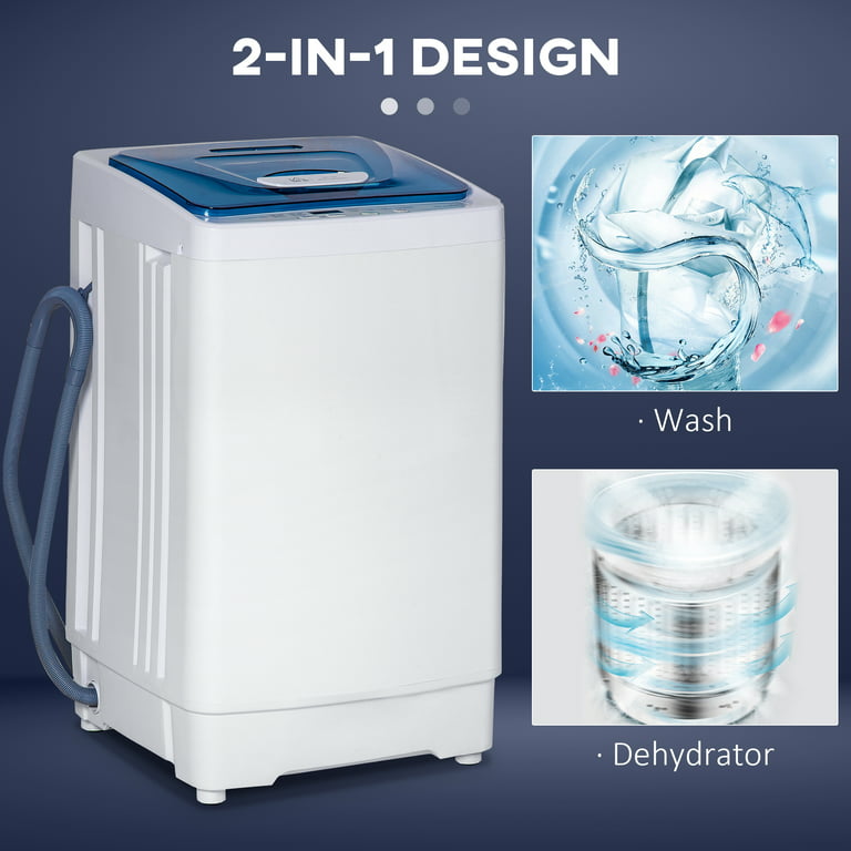 HOMCOM 2-in-1 Portable Small Washing Machine and Spin Dryer for Apartment,  Dorm, RVs, White 