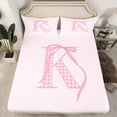 thumbnail image 2 of Erosebridal Plaid Initial K Sheet Set Twin, Kawaii Ribbon Bedding Sets Twin Size, Cartoon Bow Decor 3pcs, 2 of 7