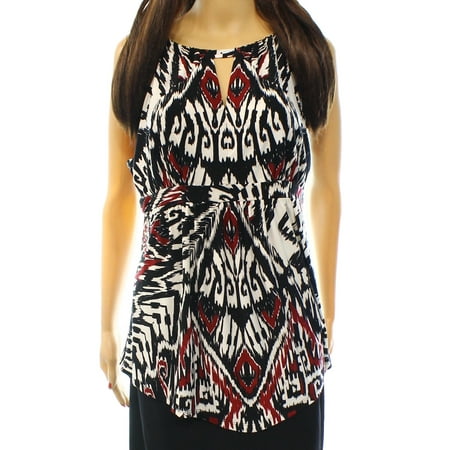 Keyhole Beaded Halter Top - INC NEW Black Women's Size XS Keyhole Ikat Print Tank Halter Blouse