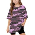 thumbnail image 2 of UQJfacai Girls T Shirts Oversized Short Sleeve Kids Summer Tops Teen Soft Casual Camo Graphic Crewneck Basic Tees 5-15 Years, 2 of 9