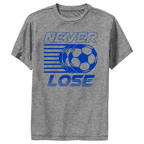 Boy's Lost Gods Never Lose Soccer Ball Performance Graphic Tee Charcoal Heather X Large