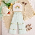 thumbnail image 2 of Tfken Toddler Teen Girl Outfits Sets Size 4-5 Years White 2 Pieces Rainbow Print Summer Halter Tops Pants Soft Sleeveless Outfit Set, 2 of 8