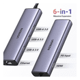 thumbnail image 3 of HUB USB-C UGREEN Docking Revodok 6 en 1 3 Puertos USB-A 3.0 5 Gbps USB-C PD 100W HDMI 4K@30Hz Entrada 1 RJ45 Gigabit Ethernet, 3 of 6