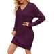 thumbnail image 2 of Vestidos Tipo Suéter Holgados de Otoño con Cuello en V, Larga y por Encima de la Rodilla para Mujer. Rojo Púrpura L, 2 of 7