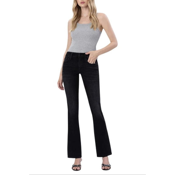 Flying Monkey - Mid-Rise Bootcut Jeans in Sleek Vintage Black (32" Inseam) - F5291