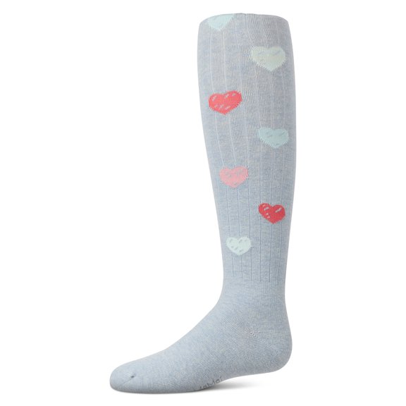 MeMoi  Multi Heart Graffiti Cotton Tights - Girls - Female, 14, Chambray Heather