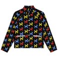 thumbnail image 4 of Jackets for Women Winter Coat Jackets Flannel Stand Collar Jacket(Balloon Dogs, Black Background,Size:S-4XL), 4 of 7