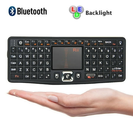 Keyboard Hardware Rii Bluetooth Mini Qwerty Keyboard Adjustable DPI Touchpad for PC, HTPC, Apple, Xbox360, Wii, PS3, Black (N7 BT) ()