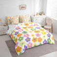 thumbnail image 3 of Manfei Cartoon Floral Bedding Comforter Set 7 Pieces,Colorful Kawaii Flower Full Bedding Set,Yellow Purple Pink Fitted Sheet Flat Sheet For Children,Super Cozy Room Decor Reversible, 3 of 8