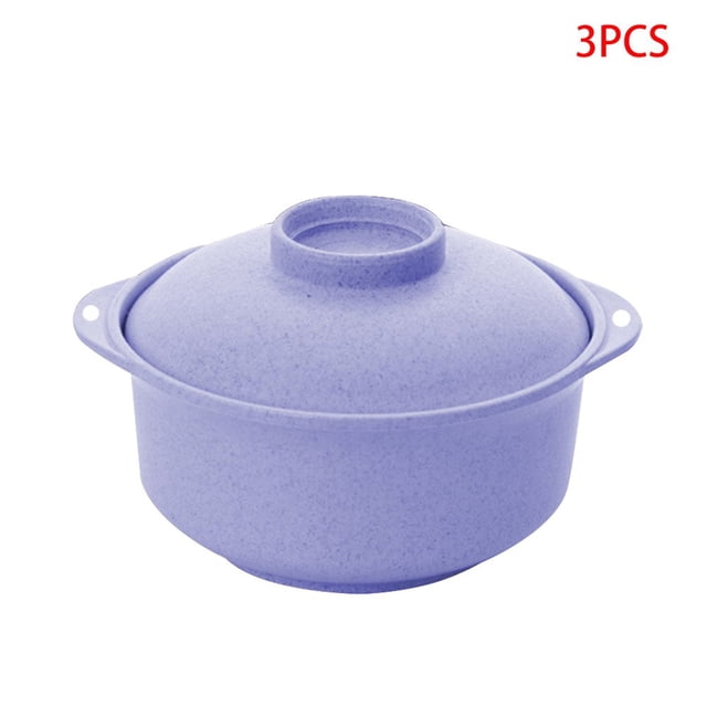 3 Pieces Instant Noodles Bowl with Lid Japanese Style Students Noodle Soup Rice Ramen Bowl Tableware