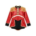 thumbnail image 5 of Haitryli Kids Circus Ringmaster Costume Girls Fringe Sequins Leotard Halloween Carnival Dress Up Red 6, 5 of 7