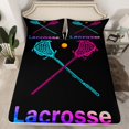 thumbnail image 2 of Manfei American Lacrosse Twin Sheet Sets Teens, Stripes Geometric Twin Fitted Sheet, Modern Sport Player Flat Sheet, Ultra Soft Home Decor, 3pcs, 2 of 7