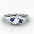 thumbnail image 2 of Dazzlingrock Collection 14K Round Blue Sapphire And White Diamond Swirl Engagement 3 Stone Bridal Ring, White Gold, Size 8.5, 2 of 3