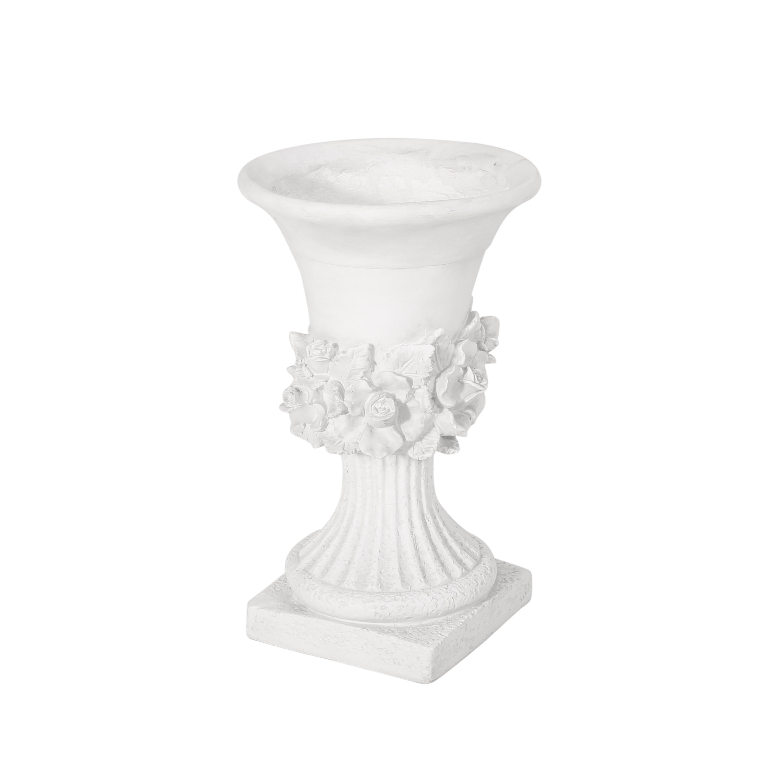 GDF Studio Michaelia Outdoor Garden Lightweight Concrete Urn Planter, Antique White