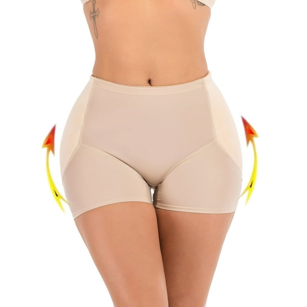 Women's Butt Lifter Hip Enhance Panties Butt and Hip Enhancer Underwear,2  Hips Pads Body Shaper Seamless Fake Briefs Shorts/Beige Plus Size M-3XL