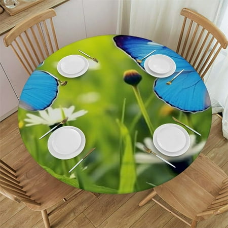 

Sheronv Round Tablecloth 100% Polyester Fiber Stain Resistant Washable for Indoor Outdoor Kitchen Dining Wedding Parties Fitted 38 -42