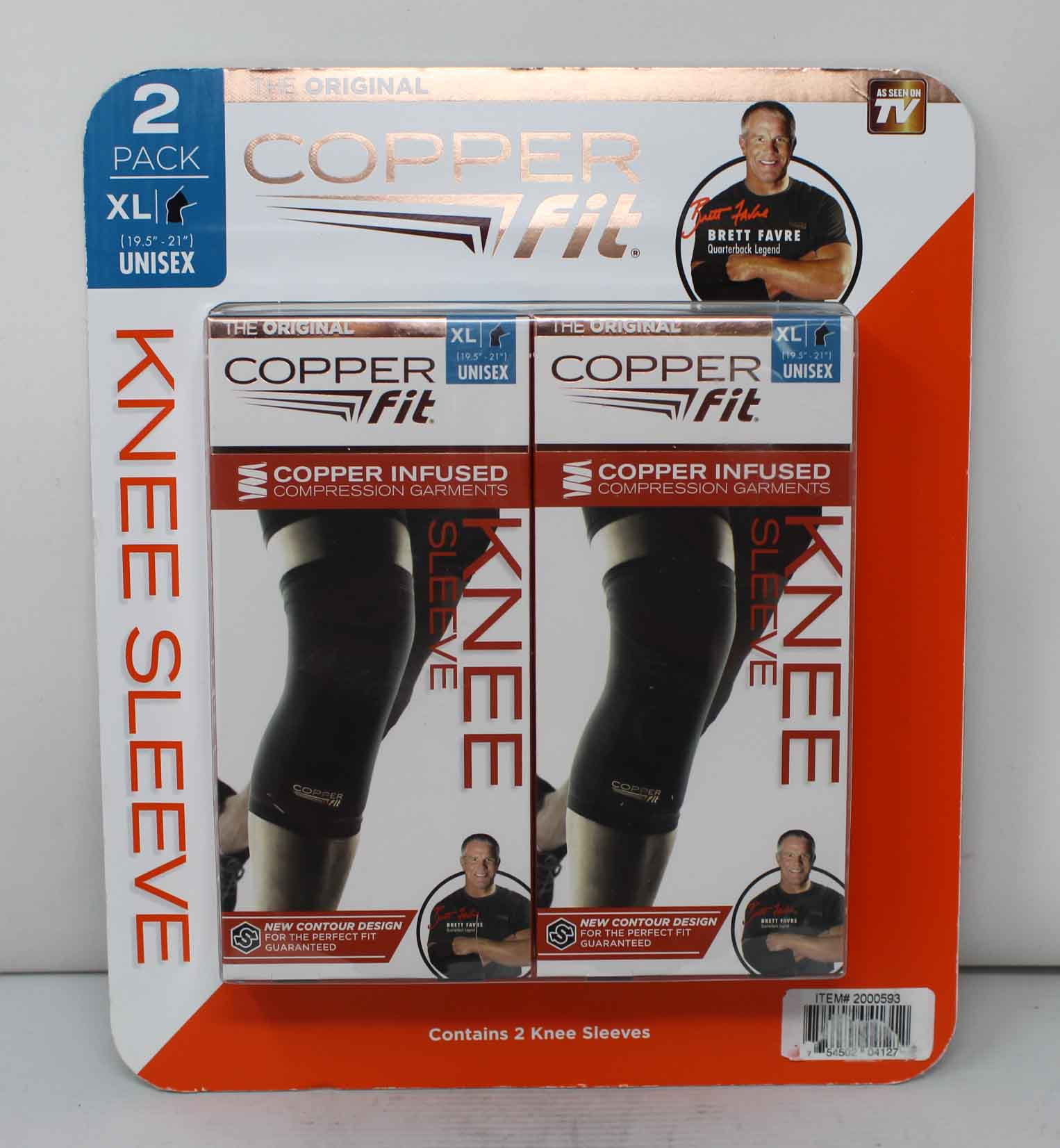 Copper Fit Copper Infused Compression Knee Sleeve Unisex XL 2 Pack