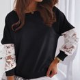 thumbnail image 2 of Jersey de cuello redondo para mujer, con empalme de encaje, manga larga, informal, a la moda Fridja  ghj987+3829, 2 of 7
