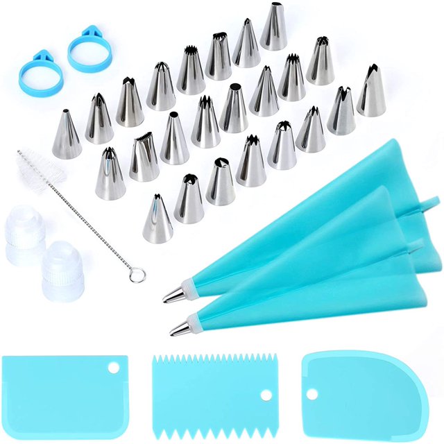 24 boquillas de repostería, boquillas de tubería, base de tubería reutilizable, acoplador de manga pastelera, bolsa de bolsillo para clavos de flores, kits de bricolaje, accesorios para decoraci
