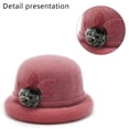 thumbnail image 3 of Sombrero redondo para mujer, sombrero vintage con acento floral, 3 of 5