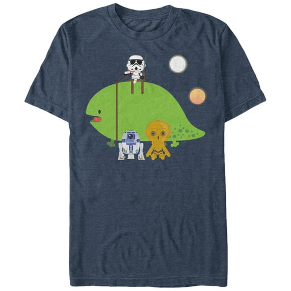 Men's Star Wars Cute Cartoon Dewback and Friends  Graphic Tee Navy Blue Heather 2X Large