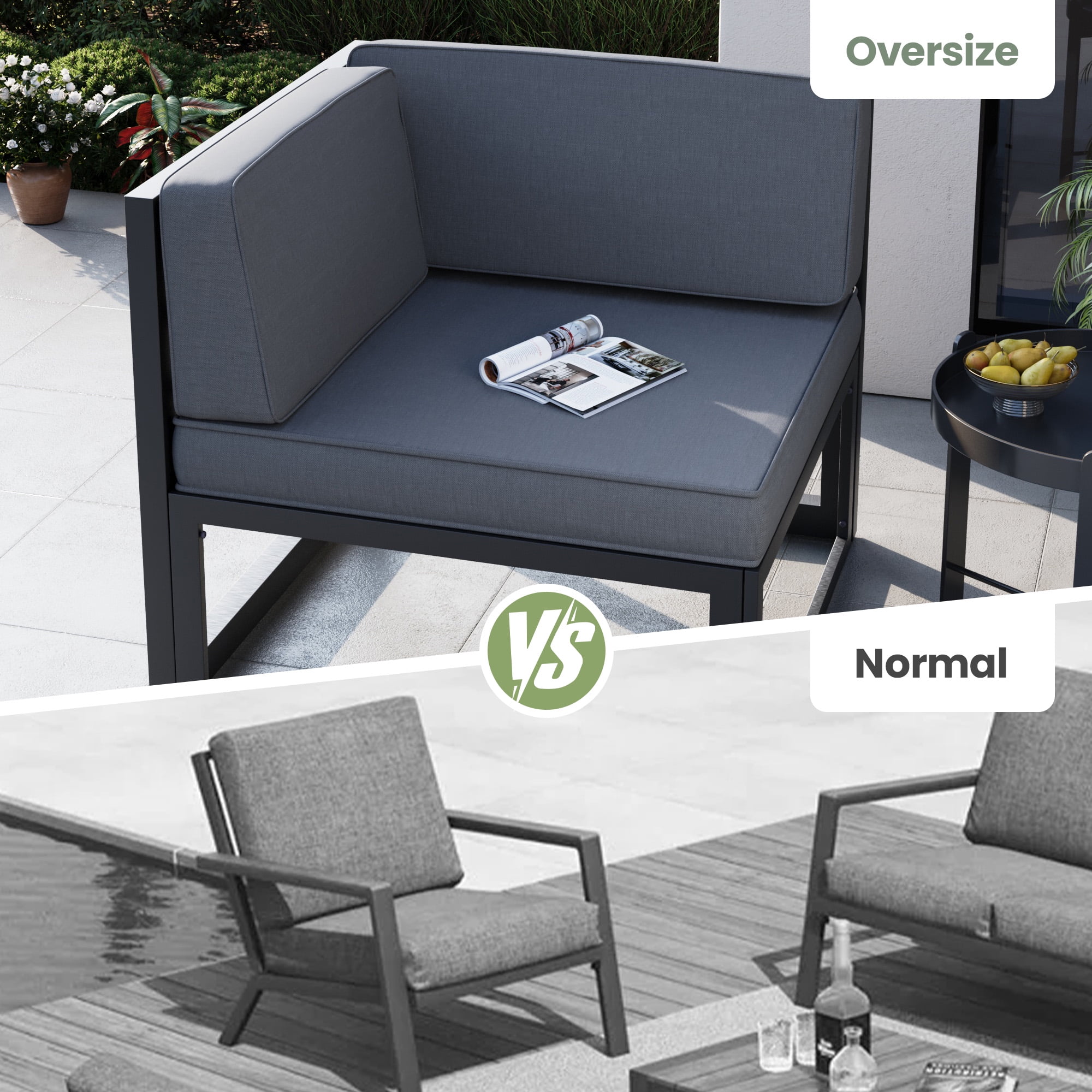 MRUAKA Aluminum Patio Furniture Set, 7 Pcs Metal Modern Outdoor Sofa Sets, Outdoor Sectional Patio Conversation Set with Coffee Table for Backyard, Poolside, White (Included Waterproof Covers)