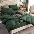 thumbnail image 2 of ZXNYH Jersey Knit Duvet Cover Set 100% T-Shirt Cotton Super Soft Comfy 3pc Bedding Set with Zipper Closure (Solid Forest Green, Queen), 2 of 7