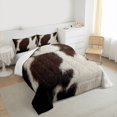 thumbnail image 3 of Homewish Brown White Cowhide Full Size Comforter Sets,Cattle Hide Print Bedding Comforter Set,Rustic Farmhouse Bedding Sets For Teens,Super Cozy Room Decor,3-Piece, 3 of 8