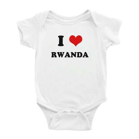 

I Heart Rwanda Love Rwanda Funny Baby Rompers Baby Clothes (White 18-24 Months)