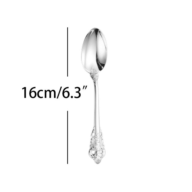 Juego de cena de plata de lujo, vajilla de boda Retro de acero inoxidable, cuchillo de mesa, tenedor y cuchara, cubiertos de postre, 1 piezas Fivean unisex
