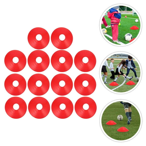 Soimiss 14Pcs Multi-Function Agility Cones Red Pe Material Portable Soccer Supply