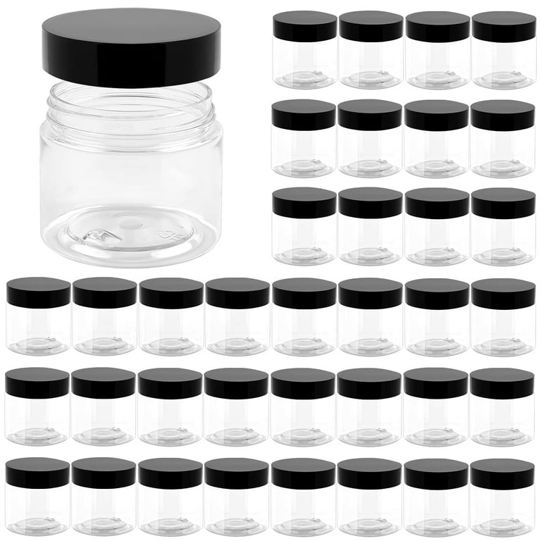 TUZAZO 8 oz Plastic Jars with Lids and Labels - Premium Refillable