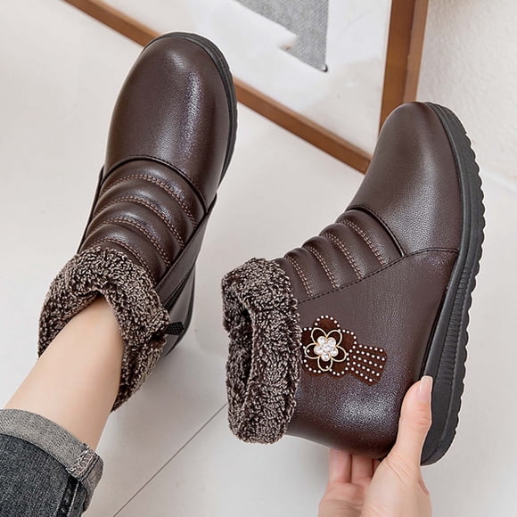 LSLJS Women's Mother Shoes Cotton Shoes Thickened with Velvet Warm Waterproof Snow Boots