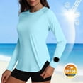 thumbnail image 2 of DAFEI Haut de Sport pour Femmes à Manches Longues, Col Rond, Séchage Rapide, Vêtement de Protection contre le Soleil, Randonnée et Course, 2 of 7