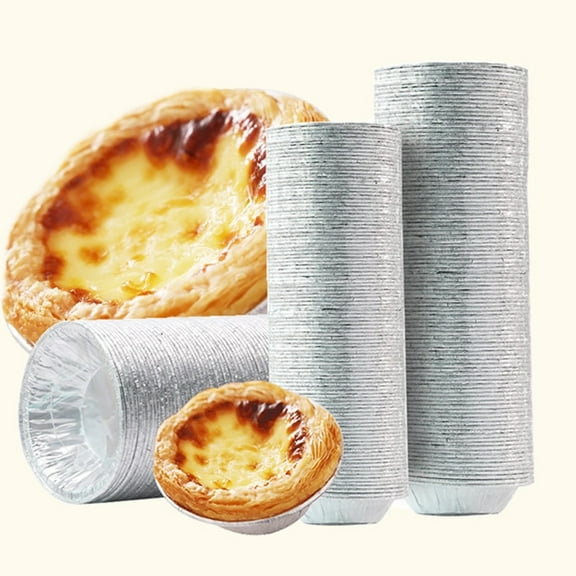 50Pcs Disposable Egg Tart Mold Fadeless Tin Foil Cake Mold