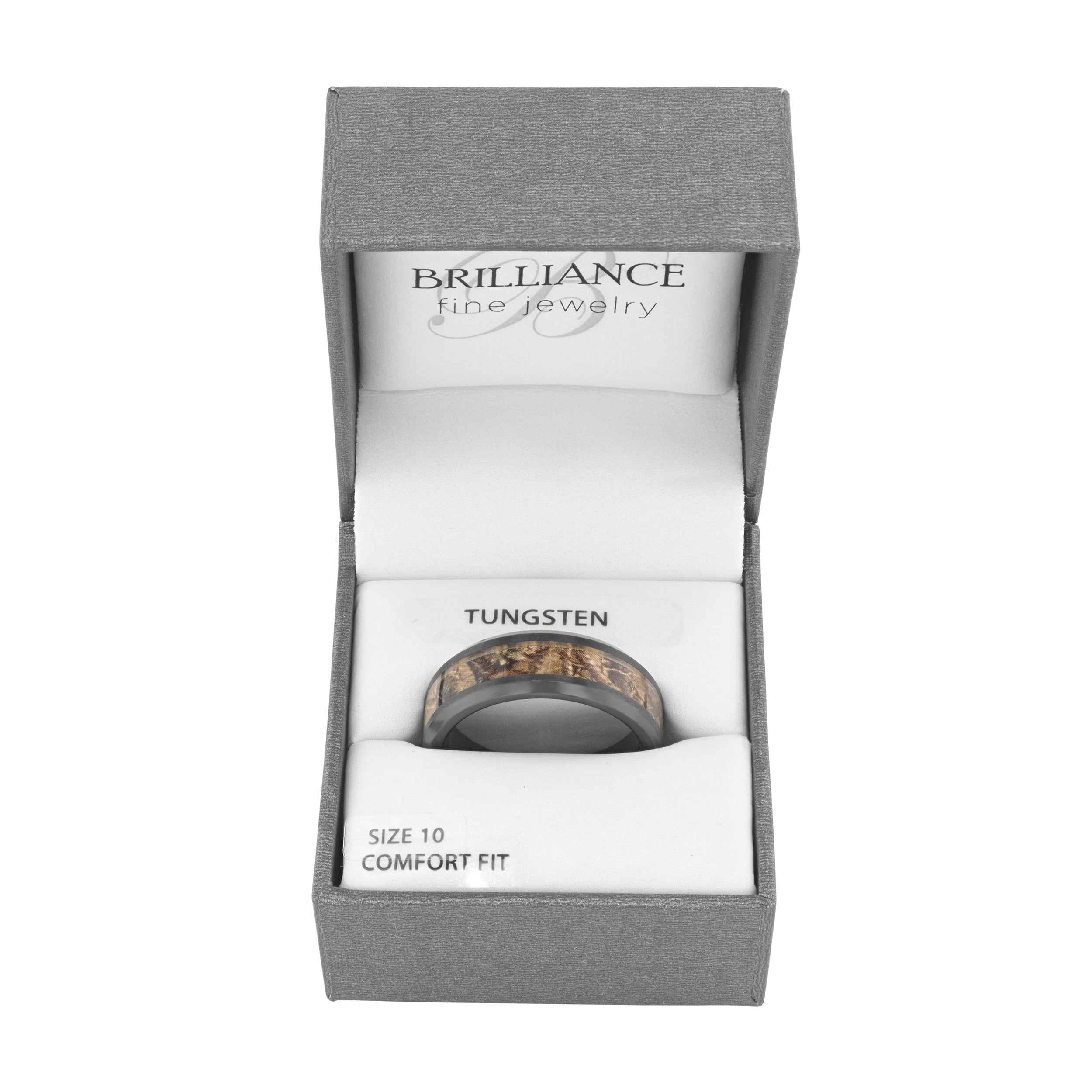 Men's Black Tungsten Brown Camo Center 8MM Wedding Band - Men's Ring