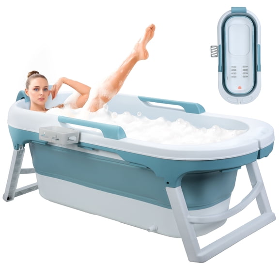 Wussanun Portable Bathtub Ice Bath Tub - Foldable Collapsible Bathtub Hot SPA Soaking Cold Plunge Tub 55 inch